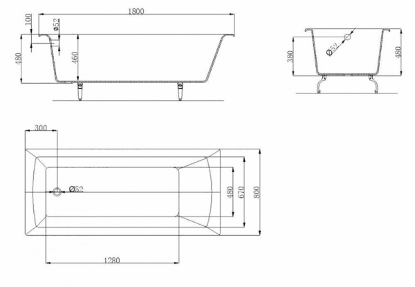 Чугунная ванна OWL 1975 Konung OWLIB191114 180х80 фото