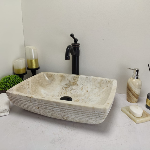 Накладная раковина из оникса Square sinc BL EO-00730 (50*35*15см) фото