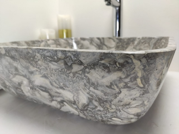 Раковина из мрамора Indo Square Doreng Grey Medium MS-00192 фото