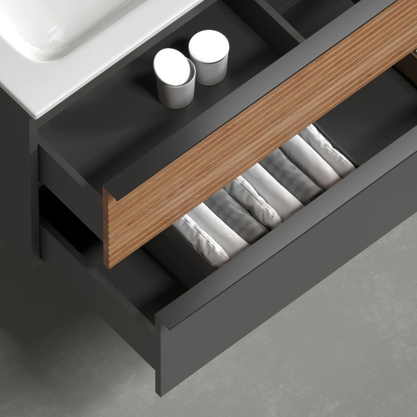 Тумба под раковину Sancos Delta DL60GR дуб красный/графит фото