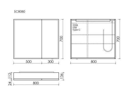 Зеркало-шкаф с подсветкой Sancos Evoke SC8080 80x70 фото
