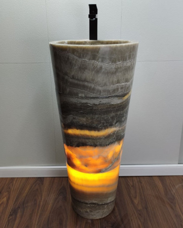 Раковина напольная из оникса Grey ON-01366 (40*40*90) фото