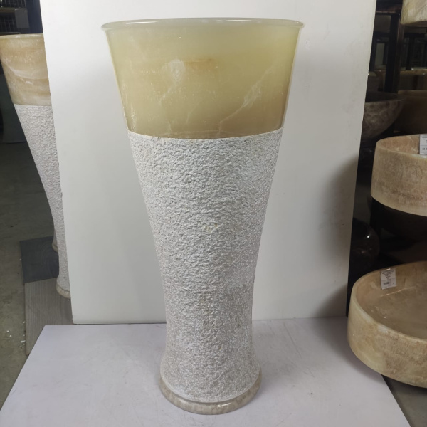 Раковина напольная из оникса Pedestal Cream/Yellow ON-0404 фото