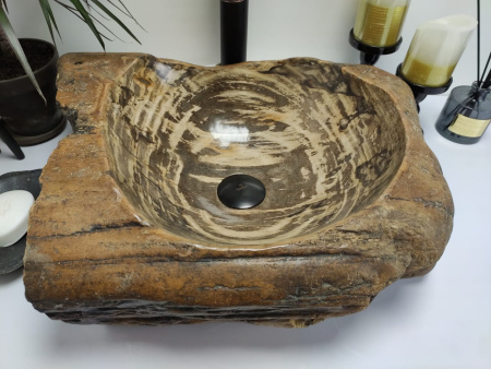 Накладная раковина из окаменелого дерева FS-0407 (54*40*17см) фото