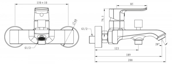 Смеситель для ванны с душем BelBagno Disco DIS-VASM-CRM фото