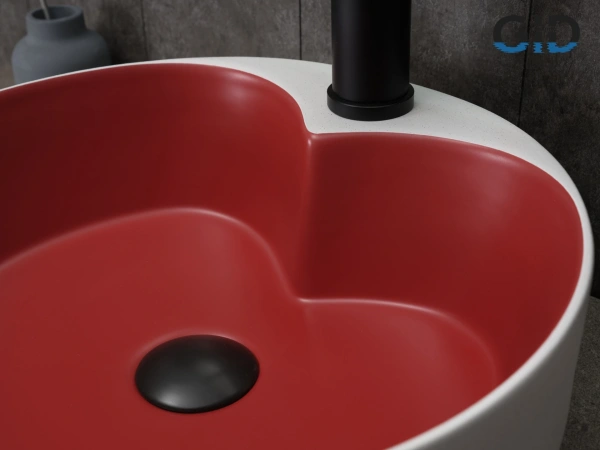 Накладная раковина GID N9013LS 52237 40x40 красная матовая / белый графит фото