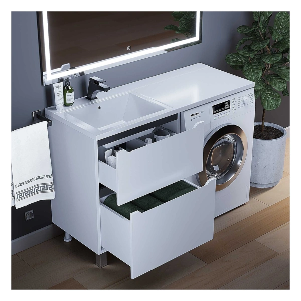 Тумба под стиральную машину Uperwood Tanos 120 291120334 белая/графит фото
