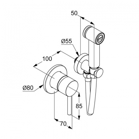 Гигиенический душ со смесителем Kludi Bozz 389983976 черный матовый фото