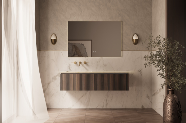 Тумба под раковину Vincea Luxe 140 VMC-4LX140WN шпон натуральный орех фото