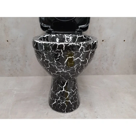 Унитаз-компакт напольный Rosa Уют 463290 черный кракелюр, с сиденьем фото