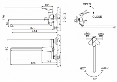 Смеситель для ванны с душем Bravat Eler F6191238CP-01L-RUS фото