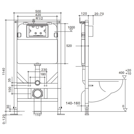 Инсталляция для подвесного унитаза Cerutti SPA CR555 фото