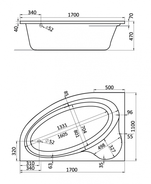 Акриловая ванна Santek Эдера 1.WH111995 170х110 L фото