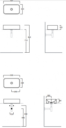 Накладная раковина Simas Flow FL12bi 53 см фото