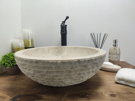 Накладная раковина из мрамора Bowl Marmo Cream Medium BM-00029 (45*45*15см) фото