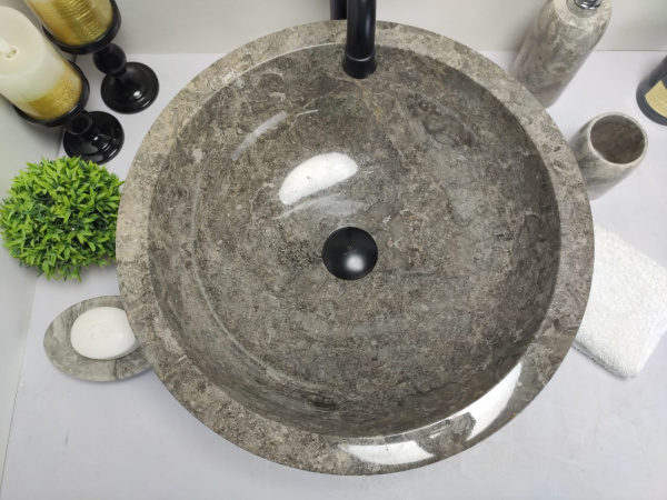 Раковина из мрамора Indo Bowl Marmo Grey Medium BM-00033 фото