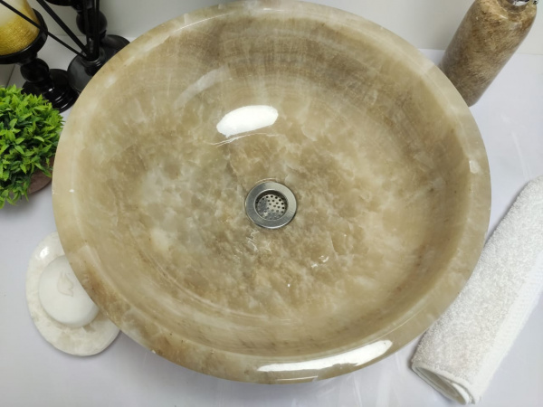 Накладная раковина из оникса Indo Bowl Grey Small TinLip BO-00329 фото