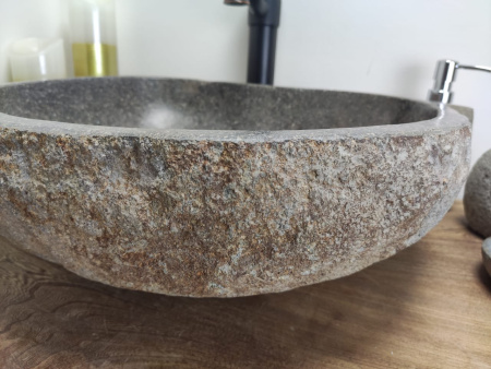 Накладная раковина из речного камня RS0622 (46*42*15) фото