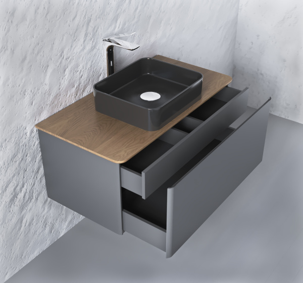 Тумба под раковину Raval Morelle 100 Mrl.01.100/P/A-T/RL антрацит/трюфель фото