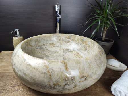 Накладная раковина из оникса Indo Donut Grey Big DO-000176 фото