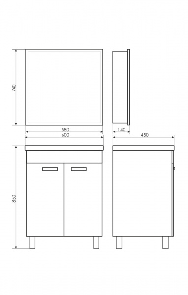 Зеркало-шкаф Comforty Диана-60 белый глянец фото