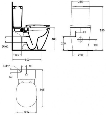 Унитаз Ideal Standard Connect E803601 с бачком Cube E797001 фото
