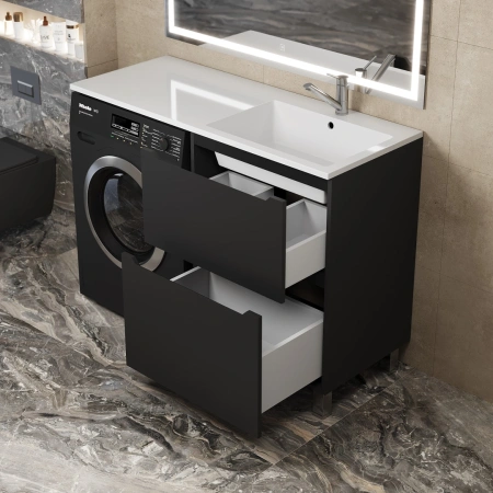 Тумба под стиральную машину Uperwood Tanos 120 TTanosVMF60B2 черная матовая фото