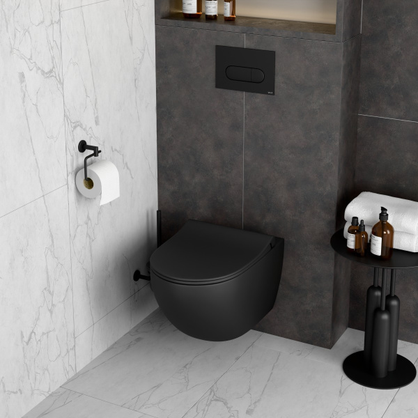 Подвесной унитаз безободковый VitrA Sento (Сенто) 7748B083-0101 черный матовый фото