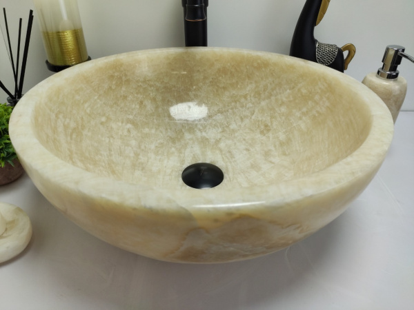 Накладная раковина из оникса Indo Bowl Yellow Medium TinLip BO-00501 фото