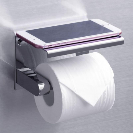 Держатель туалетной бумаги с полкой для телефона Rush Edge ED77141 Chrome фото