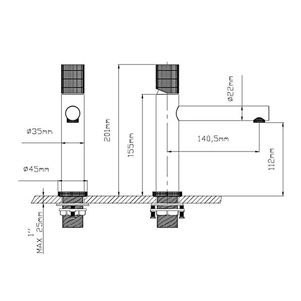 Смеситель для раковины Vincea Groove VBF-4G1GM вороненая сталь фото