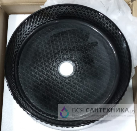 Накладная раковина из стекла CeramaLux GL03 36x36 графит фото