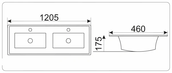 Раковина GID NYJ809-120 120,5х46 фото