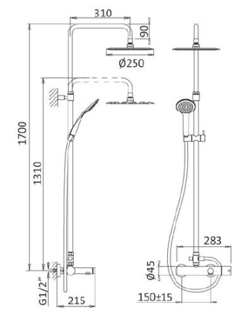 Душевая система (стойка) Cezares CZR CZR-B-CVD-BIO белая матовая фото