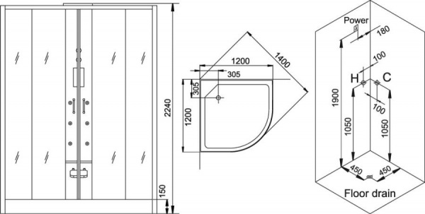 Душевая кабина Grande Home WS105/S6/BB 120x120 фото
