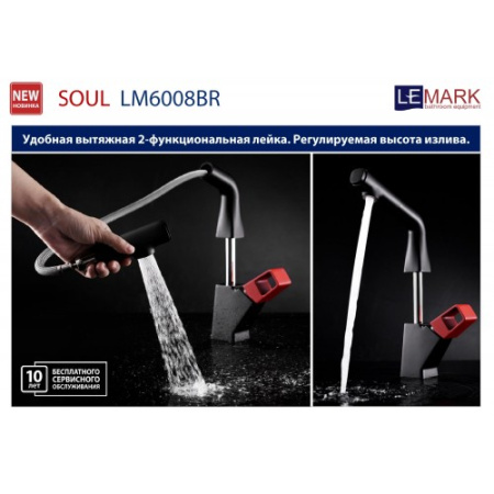 Смеситель для кухни Lemark Soul LM6008BL черный фото
