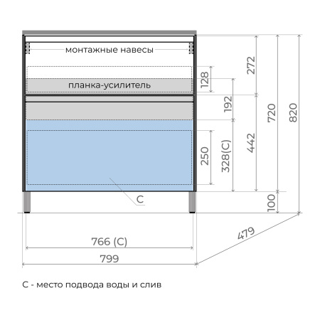 Тумба напольная под раковину Style Line Лима 80 ЛС-00002351 графит фото