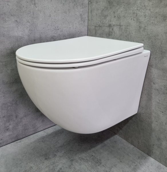 Унитаз подвесной безободковый CeramaLux CL2196 -1  с сиденьем soft close фото