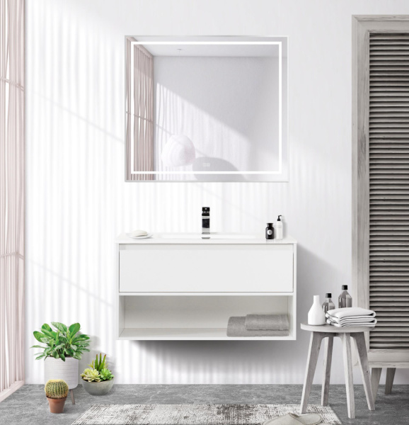 Зеркало с подсветкой, сенсорным выключателем и подогревом BelBagno SPC-KRAFT-900-800-LED-TCH-WARM 90x80 сатин фото