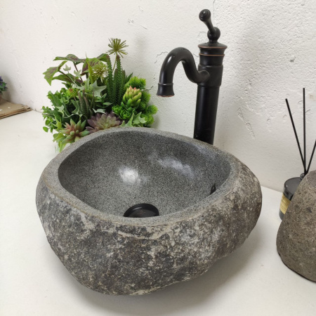 Накладная раковина из речного камня RS01446 (39*35*14) фото