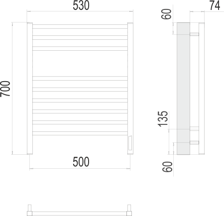 Полотенцесушитель электрический Terminus Ватикан П9 500х700 4670078526229 фото