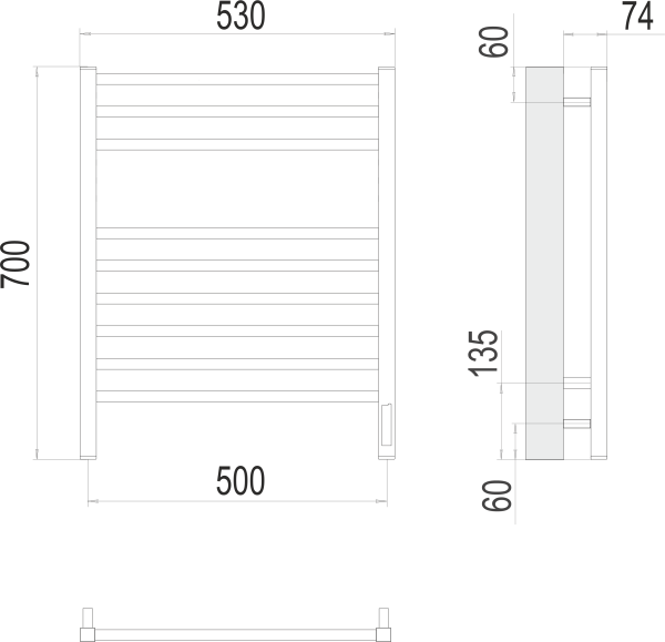 Полотенцесушитель электрический Terminus Ватикан П9 500х700 4670078526229 фото