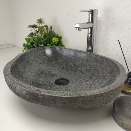 Накладная раковина из речного камня RS01379 (57*44*15) фото