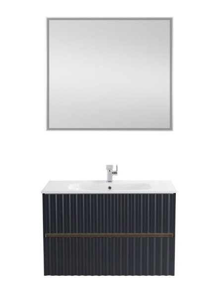 Тумба с раковиной Art&Max Elegant AM-ELEGANT-900-2C-SO-GM-LED серый матовый / с подсветкой фото