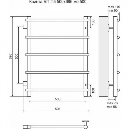 Водяной полотенцесушитель Terminus Квинта П5 4670030723864 500х696 фото