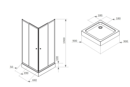 Душевой уголок Parly ZEQ911B 90x90 черный фото