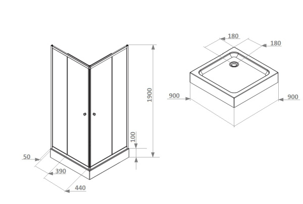 Душевой уголок Parly ZEQ911B 90x90 черный фото