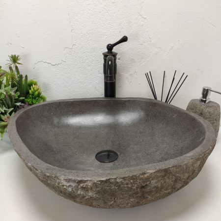 Накладная раковина из речного камня RS01470 (56*46*15) 50F фото