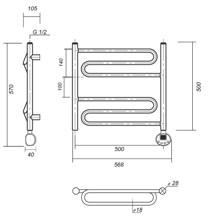 Полотенцесушитель электрический Domoterm Офелия Офелия П6 500x500 АБР ER фото