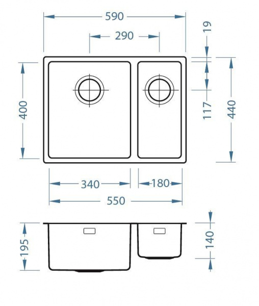 Мойка для кухни Alveus Kombino 120, чаша слева фото